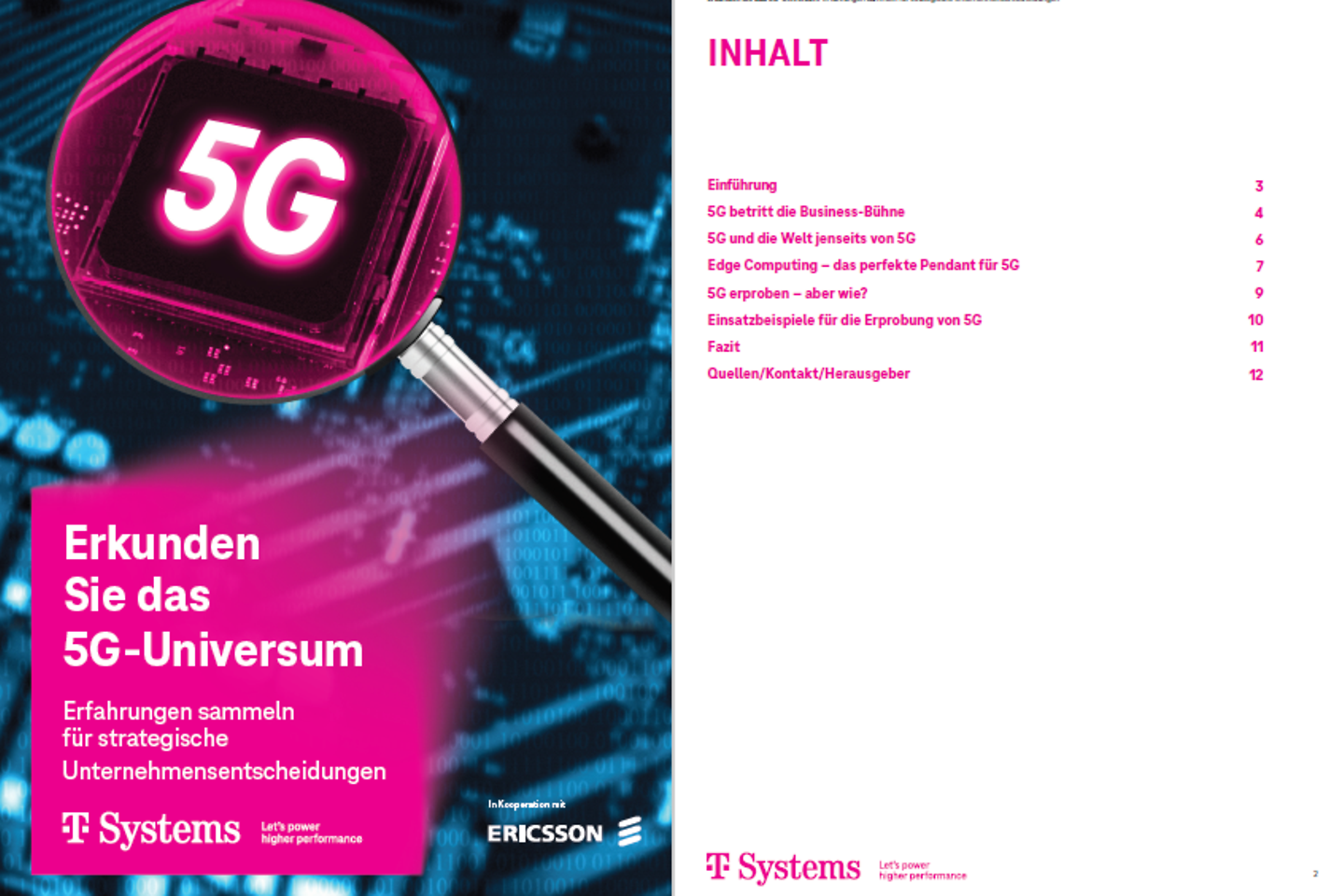 Cover und die nächste Seite des Whitepapers als Screenshot: Erkundung des 5G-Universums