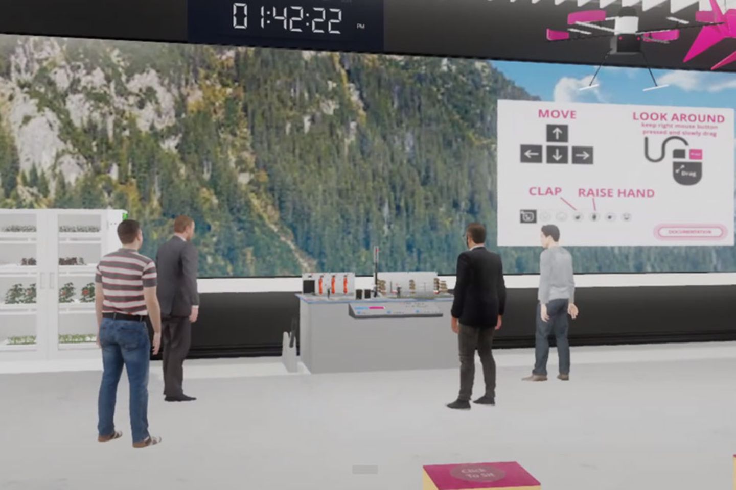 Virtual representation of the Innovation Center with multiple avatars
