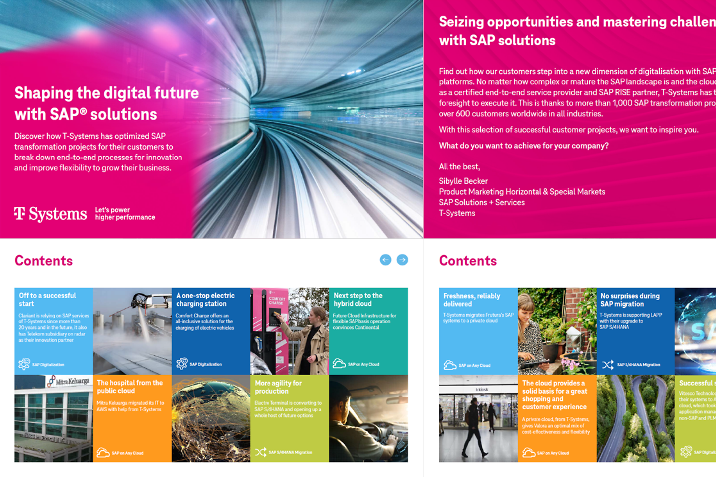 Cover und die nächste Seite als Screenshot der Broschüre: SAP-Referenzbroschüre