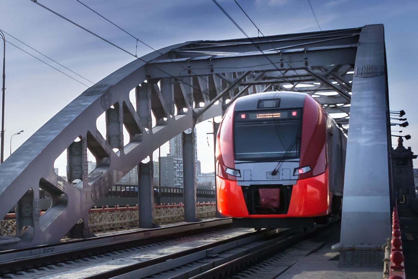 A train crosses a bridge