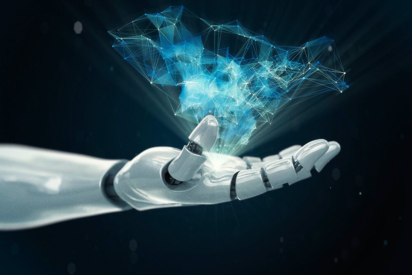 Robot hand with blue data net