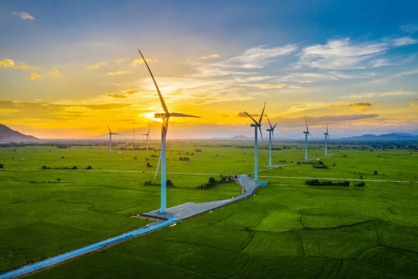 Landscape with Turbine Green Energy Electricity, Windmill for electric power production