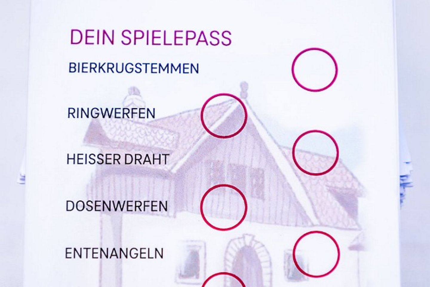 Spielepass mit unterschiedlichen Aufgaben