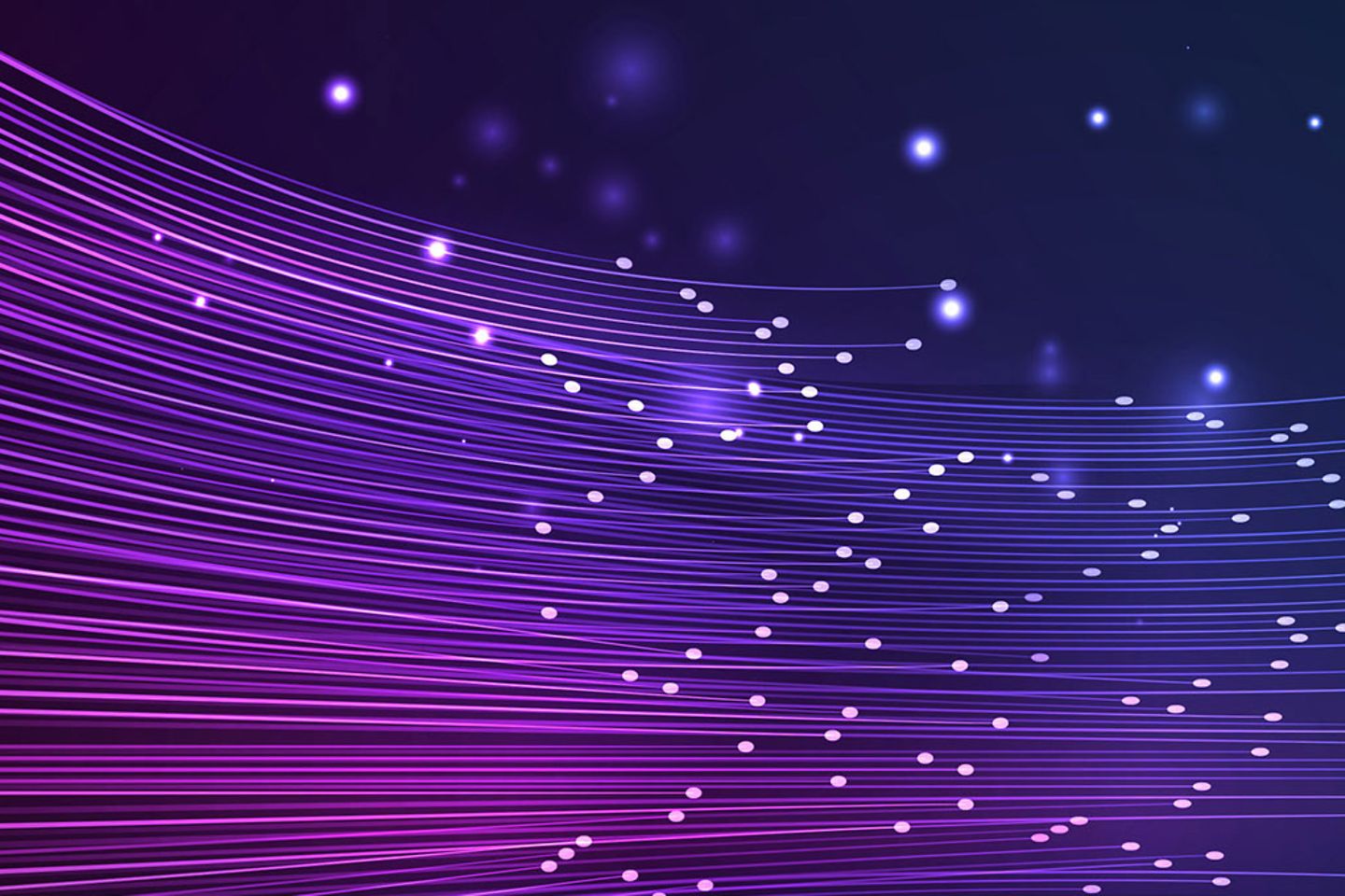 Magenta light lines and light dots on black with blue light dots.