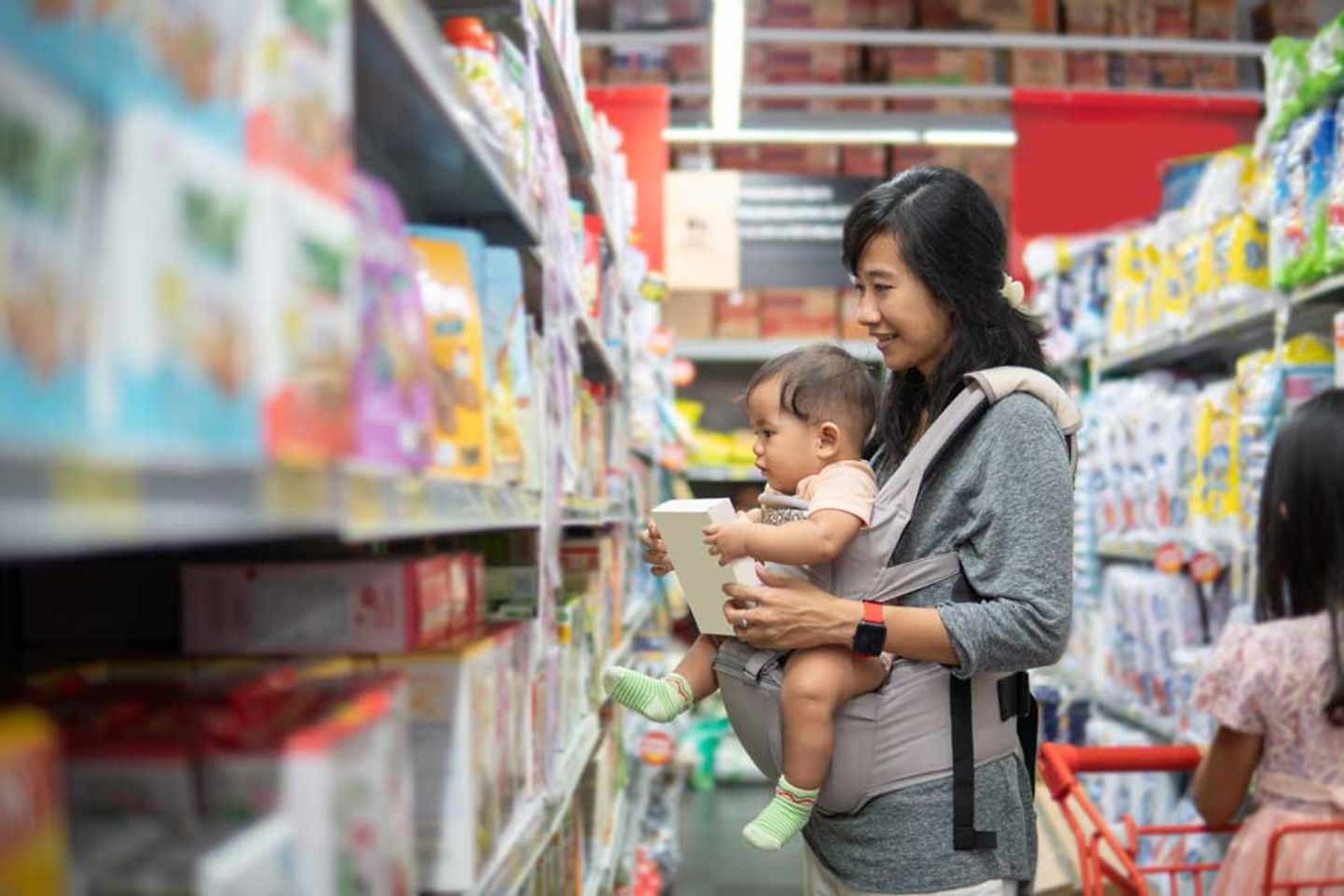 people shopping in a supermarket