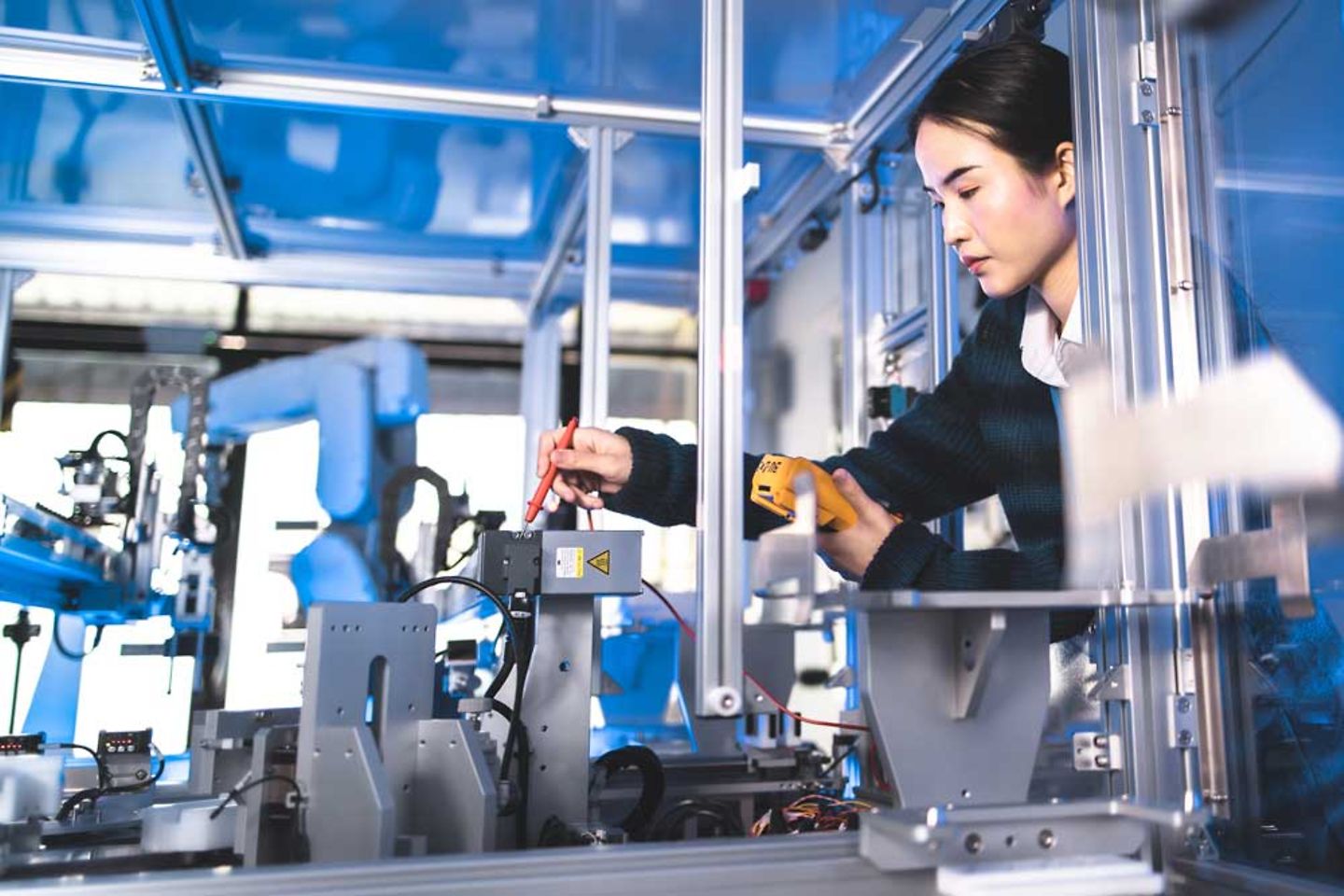 Engineers Maintenance Robot Arm at Lab