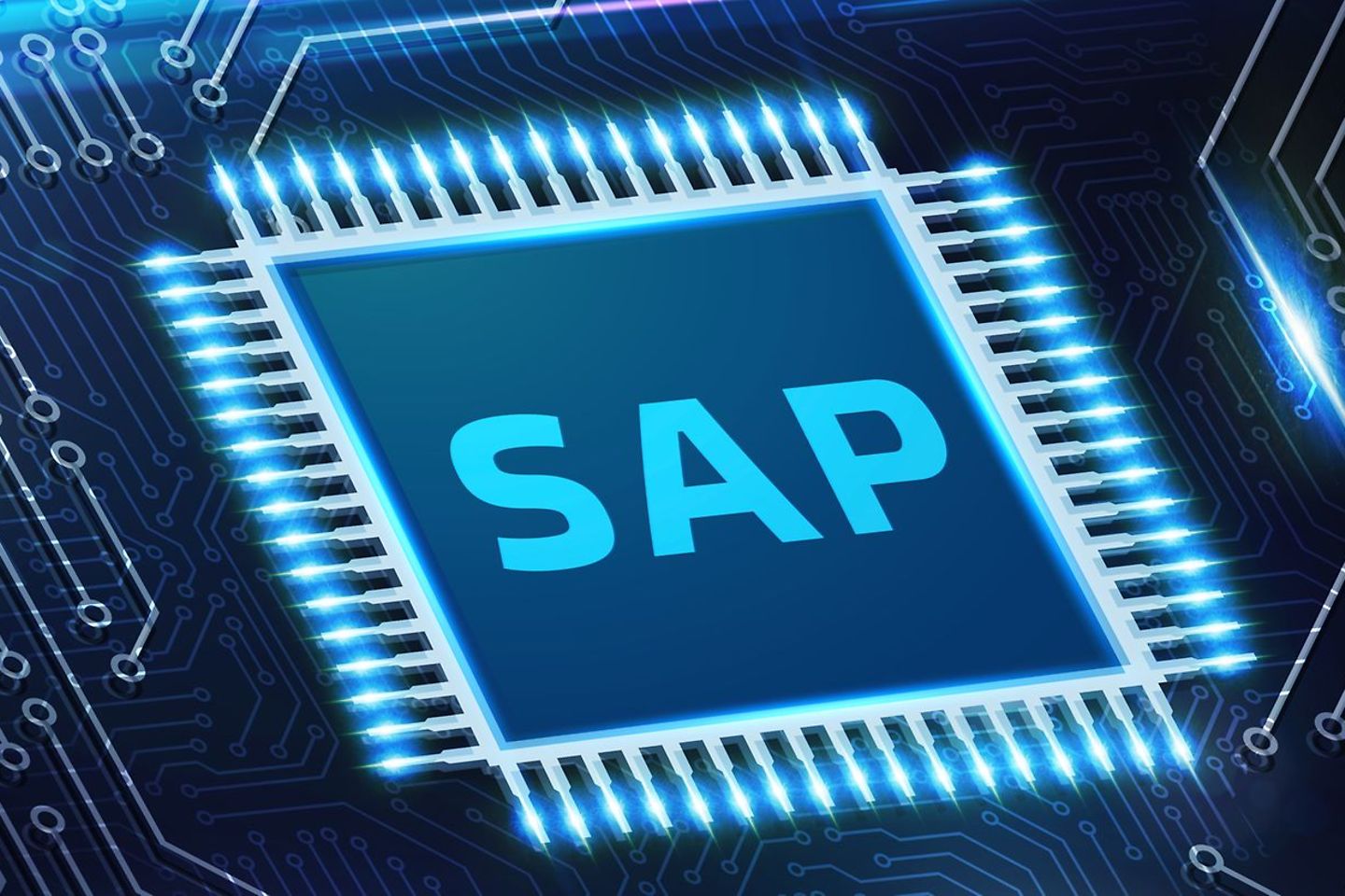 Um processador com um logotipo SAP e destaques azuis