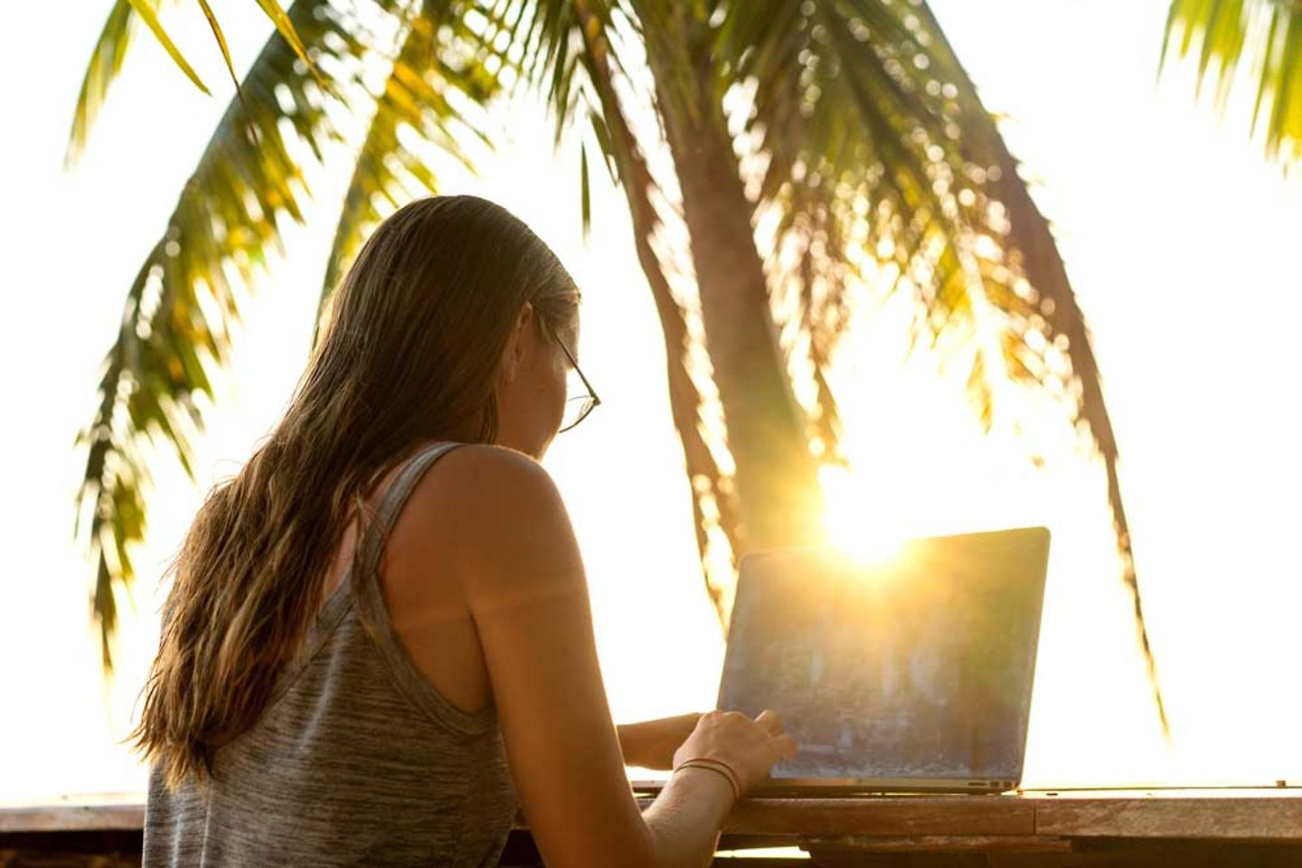 Woman working remotely