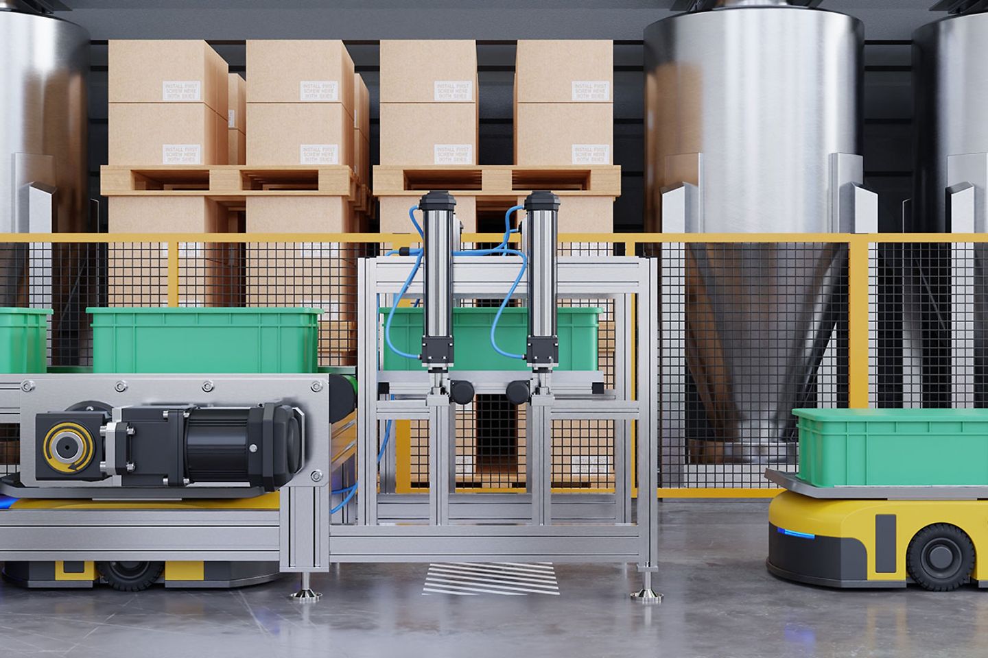 Technological devices automate production and logistics