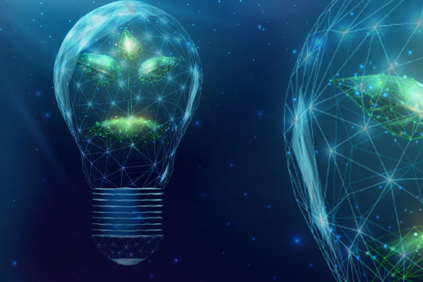 Lightbulbs with plants inside