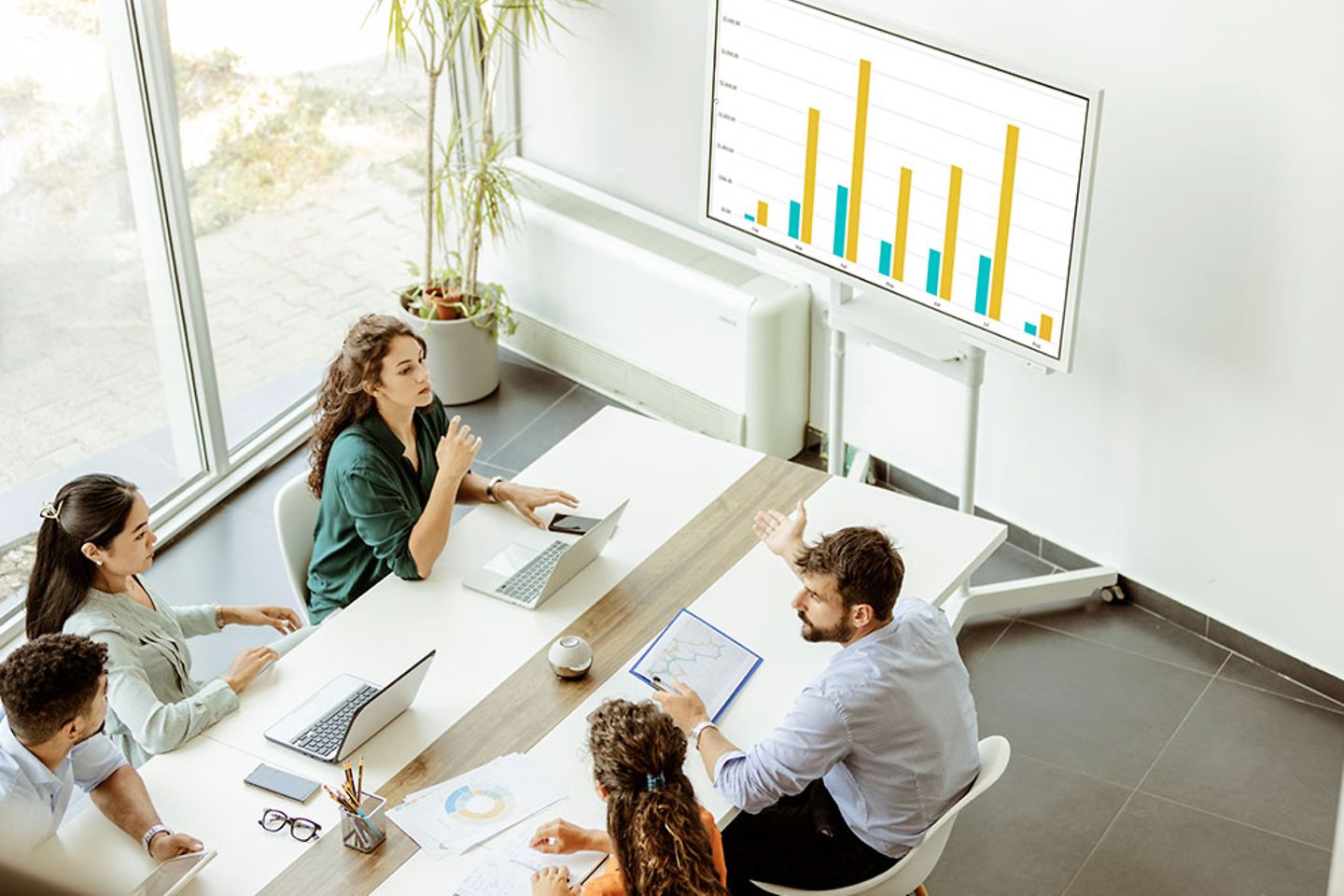 Business meeting in a modern conference room