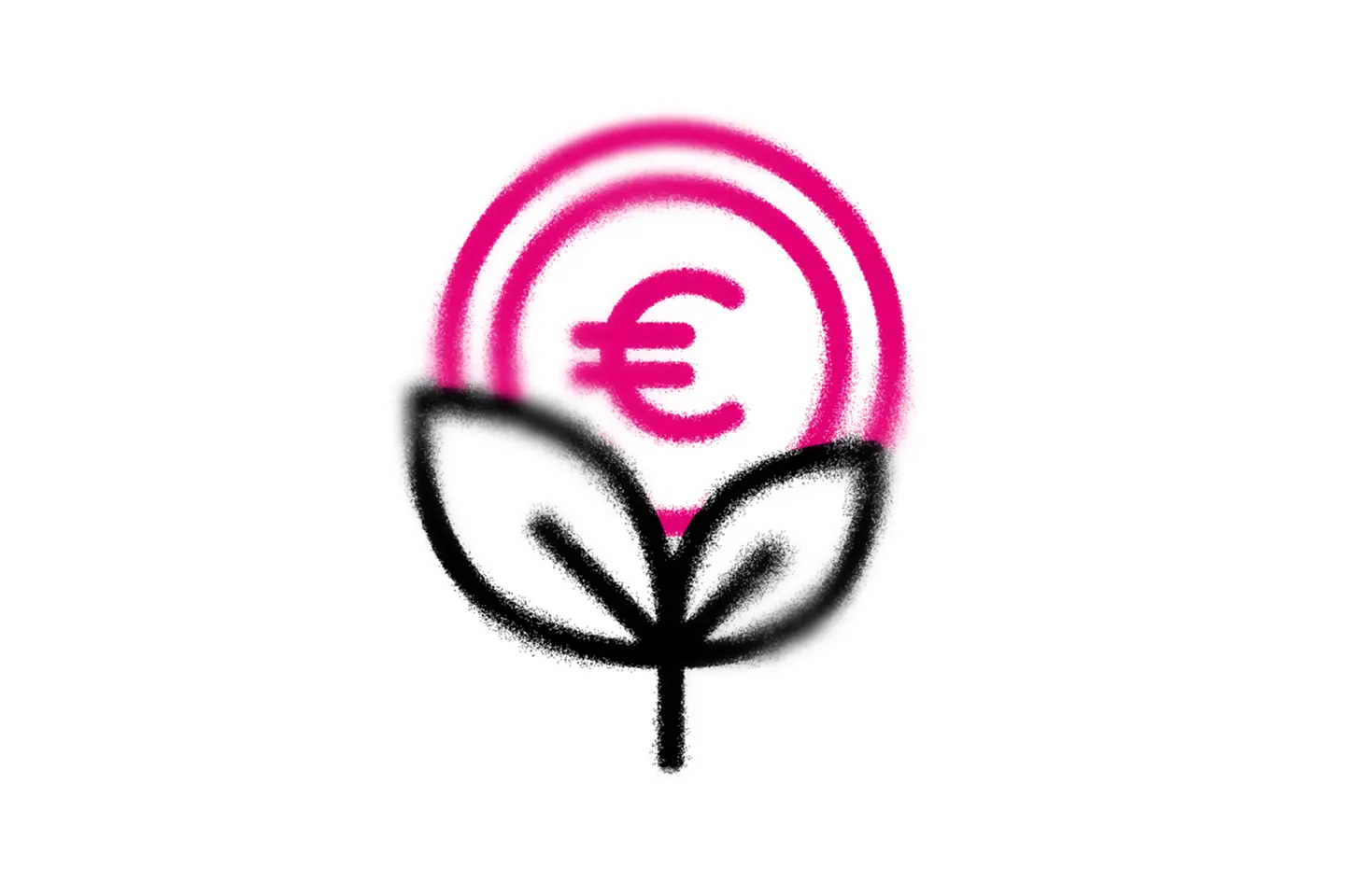 Moeda de euros com folhas