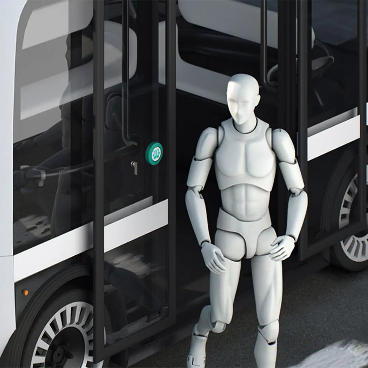 automnous bus with robot