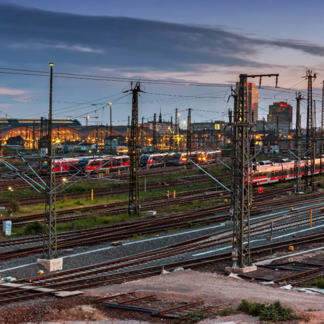 Imagen panorámica de la estación de tren de Leipzig