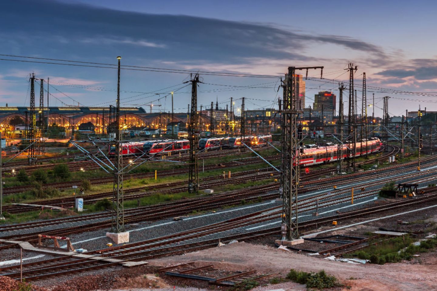 Imagen panorámica de la estación de tren de Leipzig