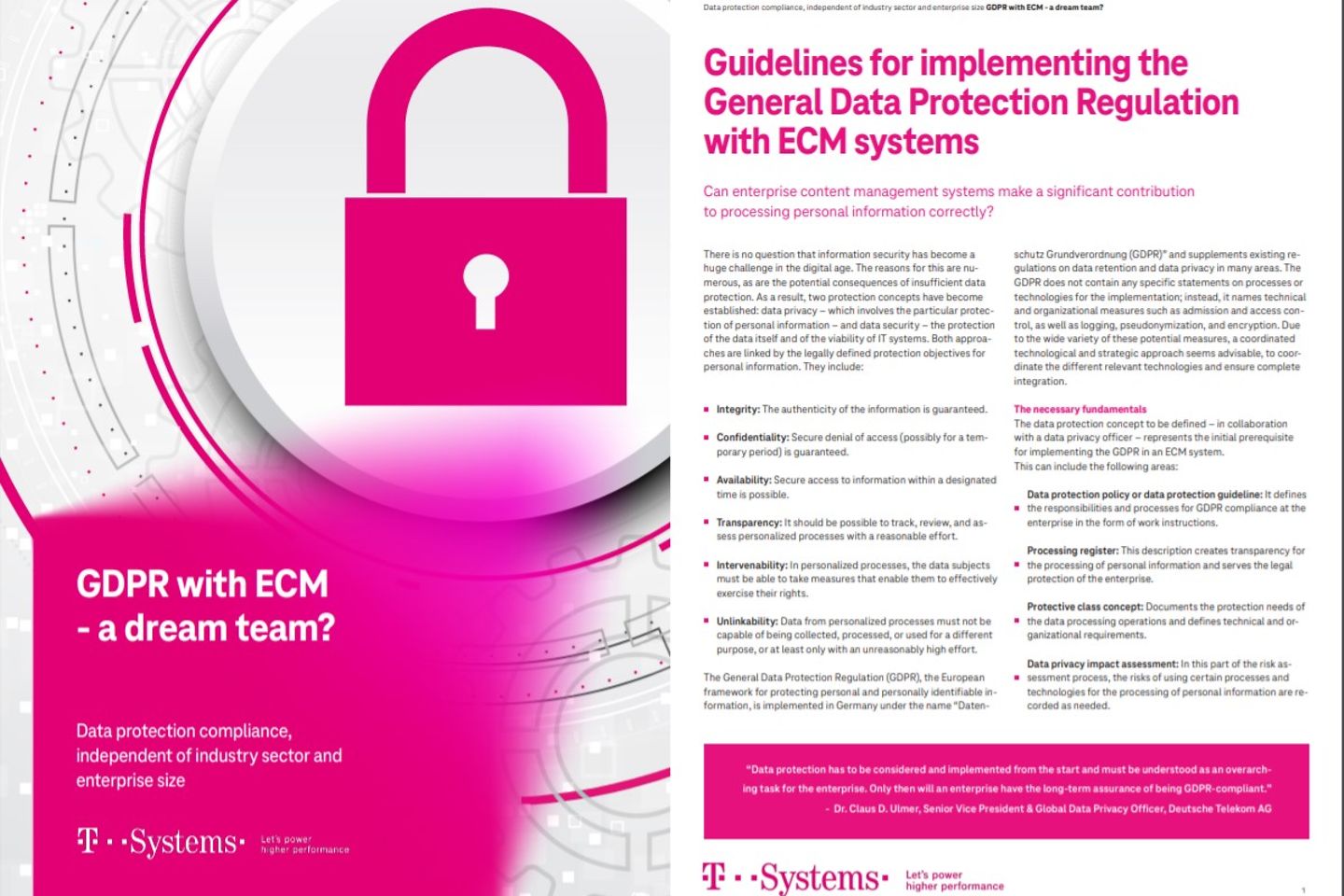 Frontseite und die nächste Seite als Bildschirmfoto des Whitepapers: DSGVO mit ECM – ein traumhaftes Team