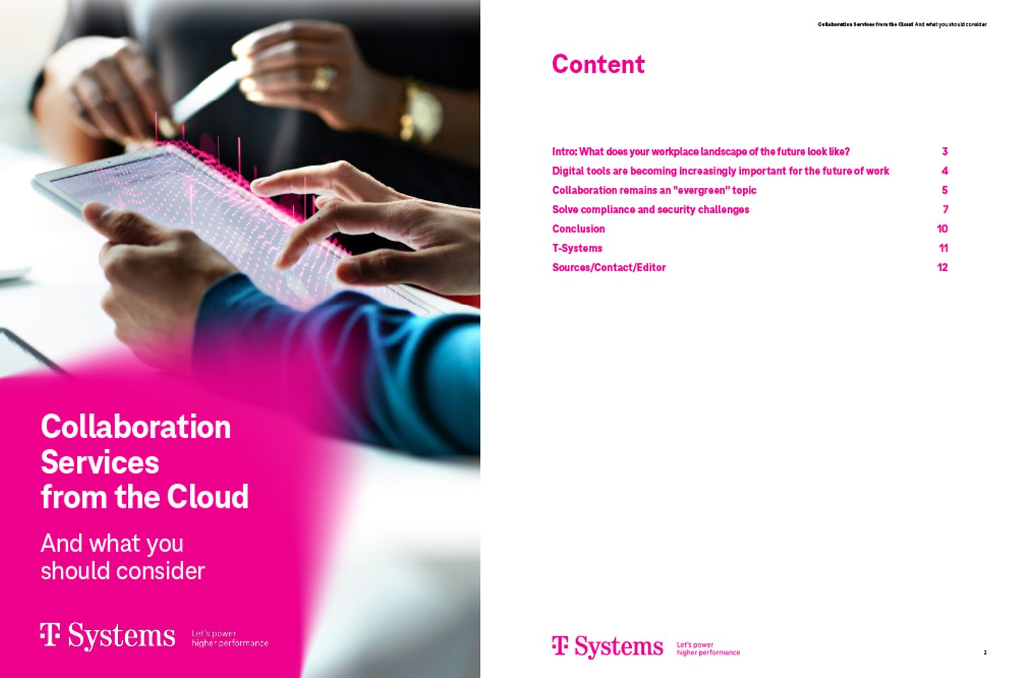 Cover and the next page as a screenshot showing the white paper: Collaboration services from the cloud
