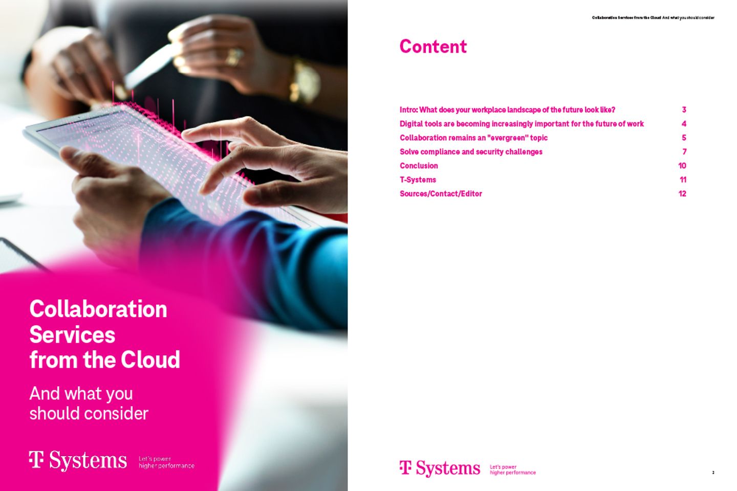 Cover and the next page as a screenshot showing the white paper: collaboration services from the cloud