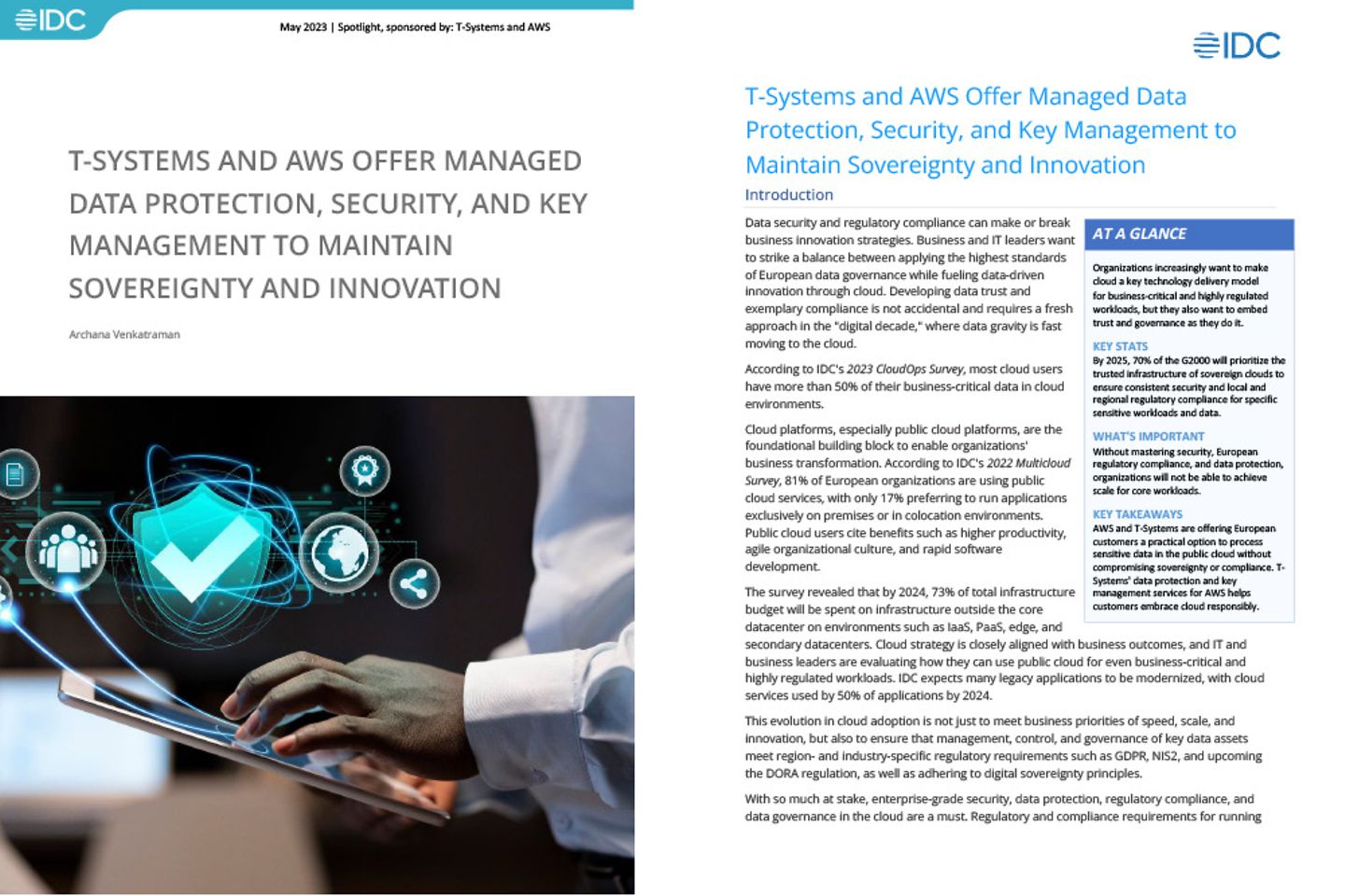 Cover und nächste Seite als Screenshot des Berichts: IDC Technology Spotlight