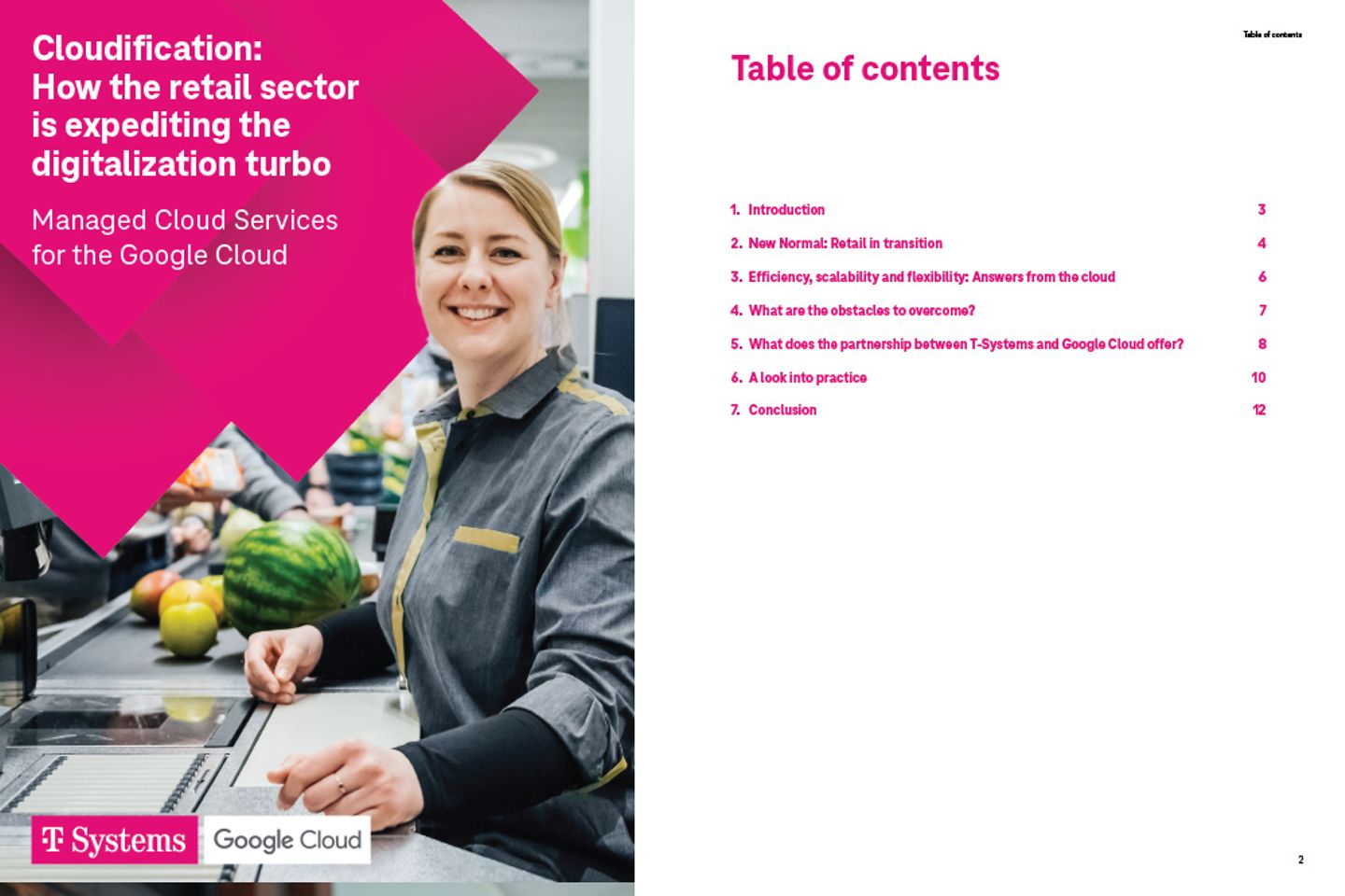 Couverture et page suivante en capture d'écran : Cas d'application des services Cloud dans le secteur du commerce de détail