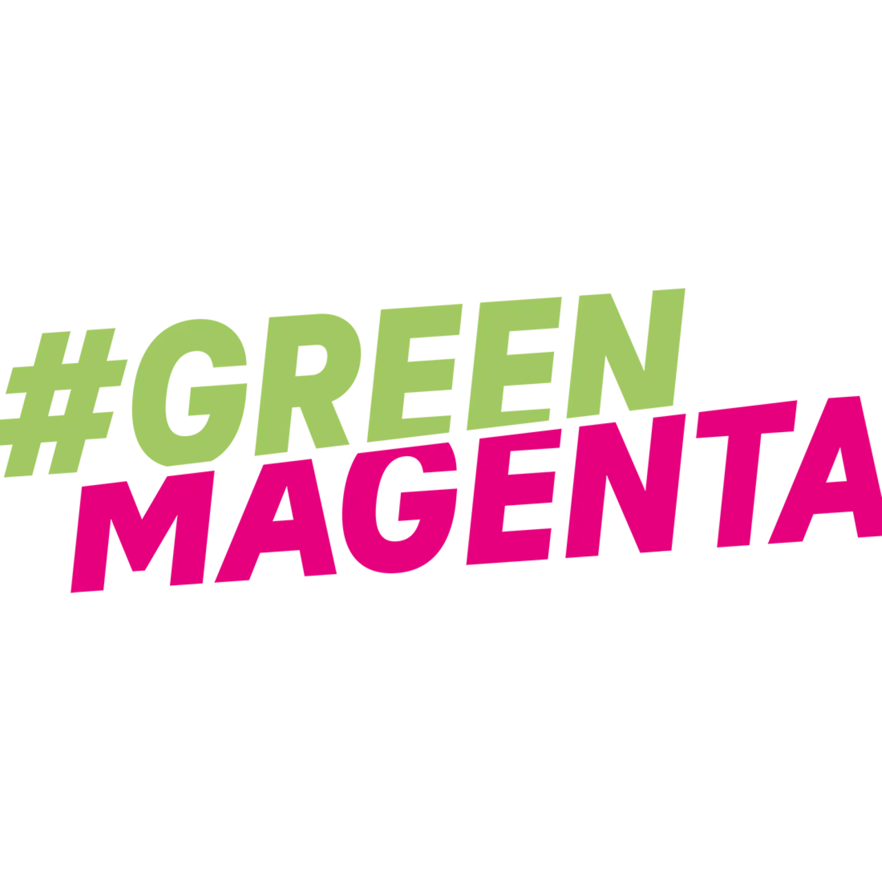 Het logo #Green Magenta op een groene achtergrond.