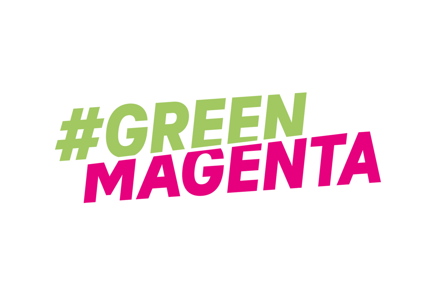 Het logo #Green Magenta op een groene achtergrond.