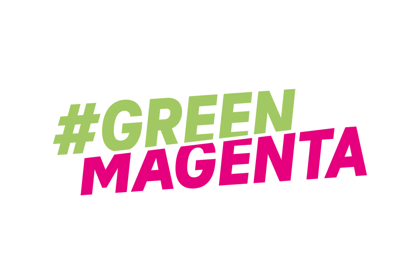 Het logo #Green Magenta op een groene achtergrond.