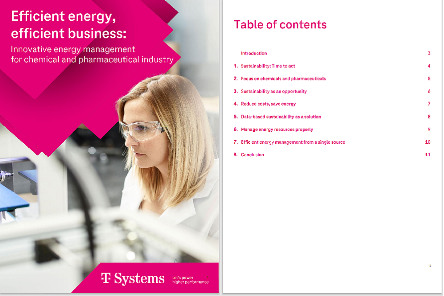Cover and the next page as a screenshot showing the white paper: Efficient energy management for chemicals and pharma 