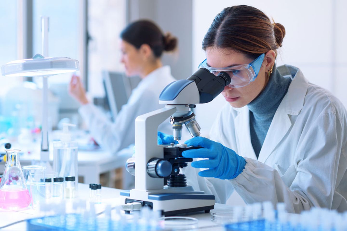 Biotech researcher conducting analysis