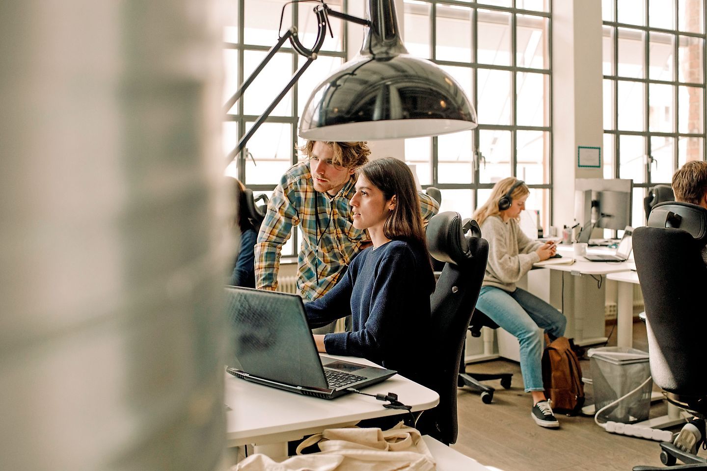 Casual office situation in a fancy loft