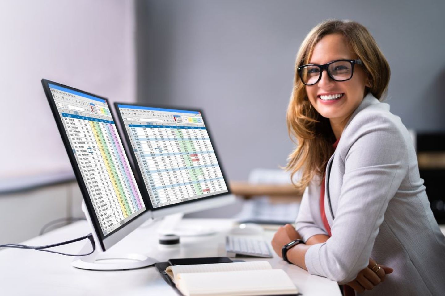 officer editing administrative database on computer