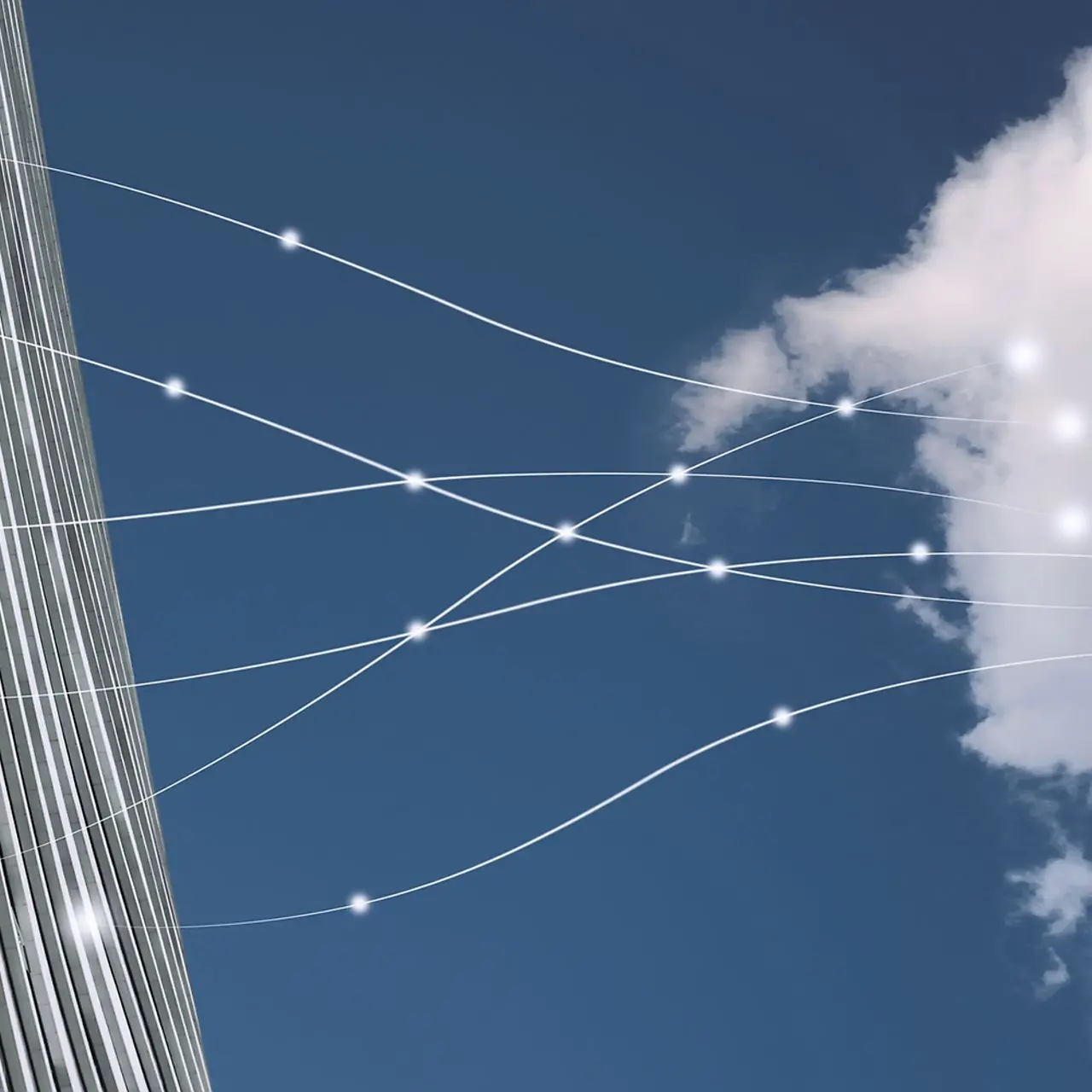 Un immeuble de bureaux moderne connecté au cloud