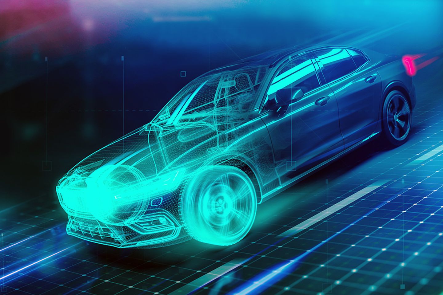 Hoge snelheid futuristische sportwagen 3d illustratie