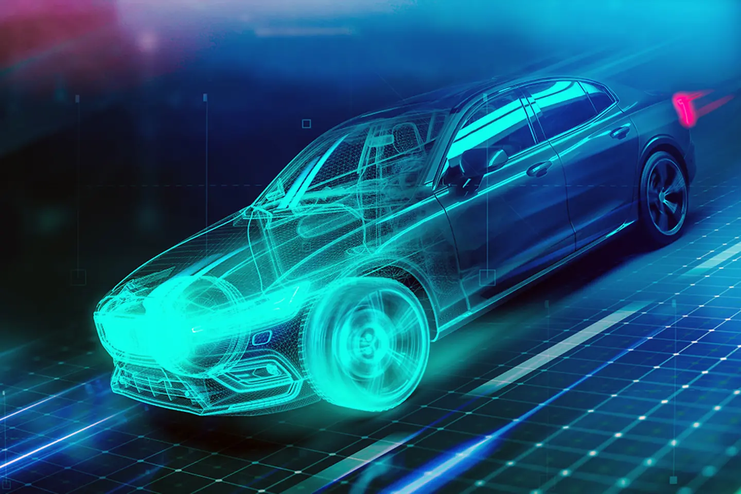Hoge snelheid futuristische sportwagen 3d illustratie