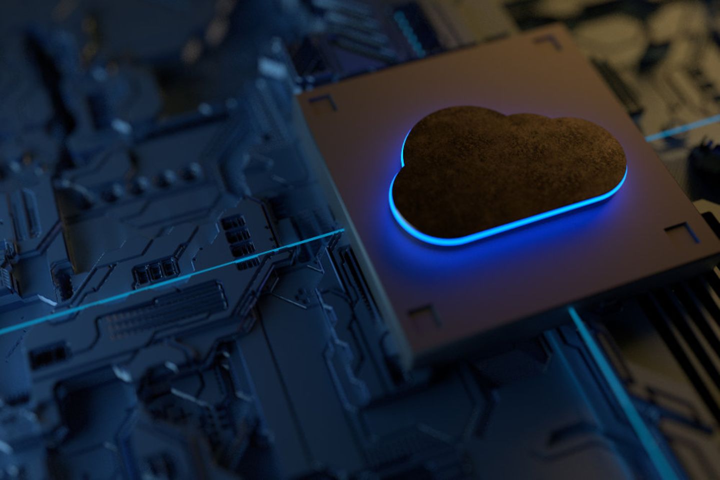 Bild eines Computer-Chips mit einer Cloud