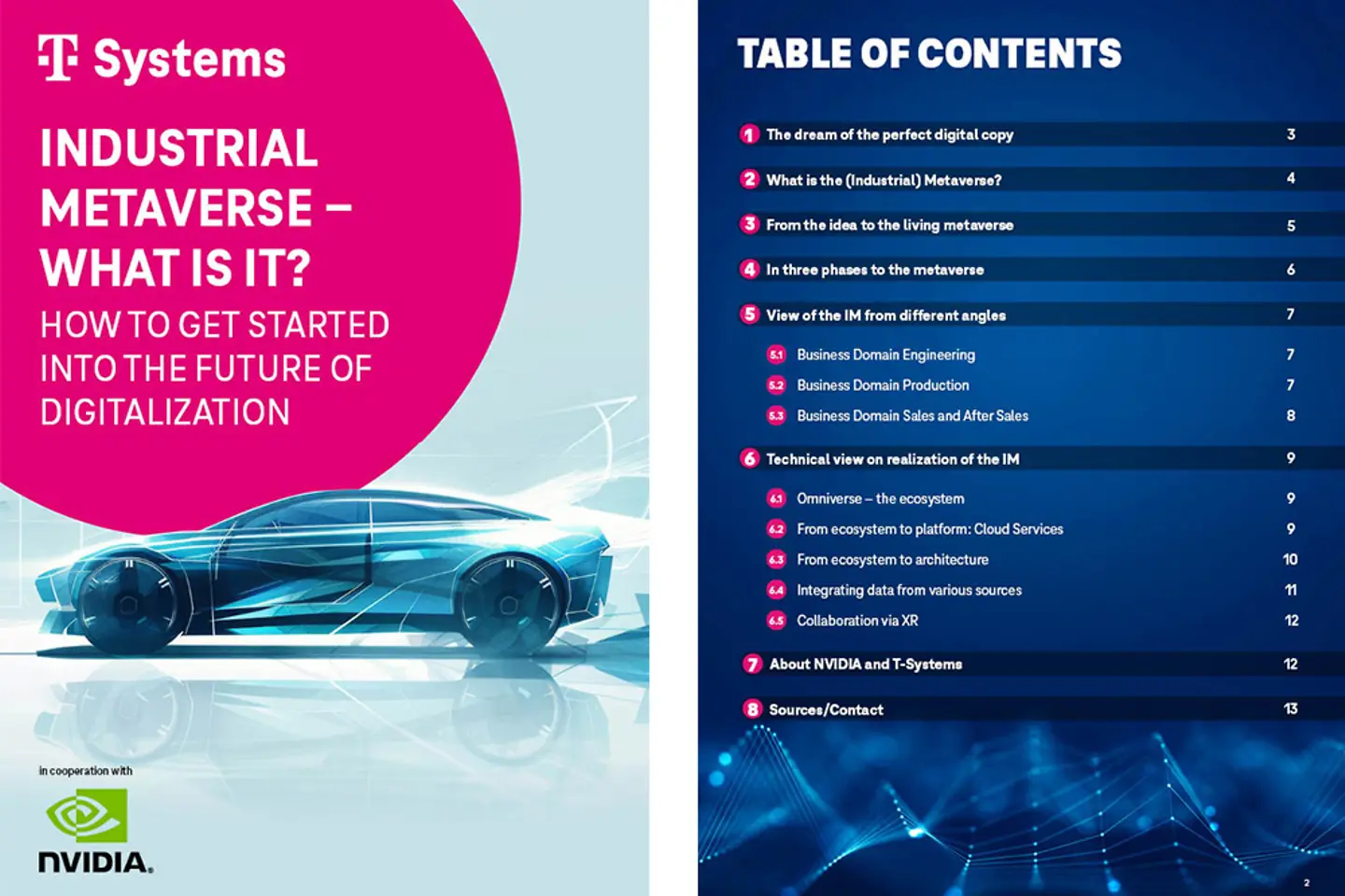 Title page and table of contents of the white paper as a screenshot: Industrial metaverse