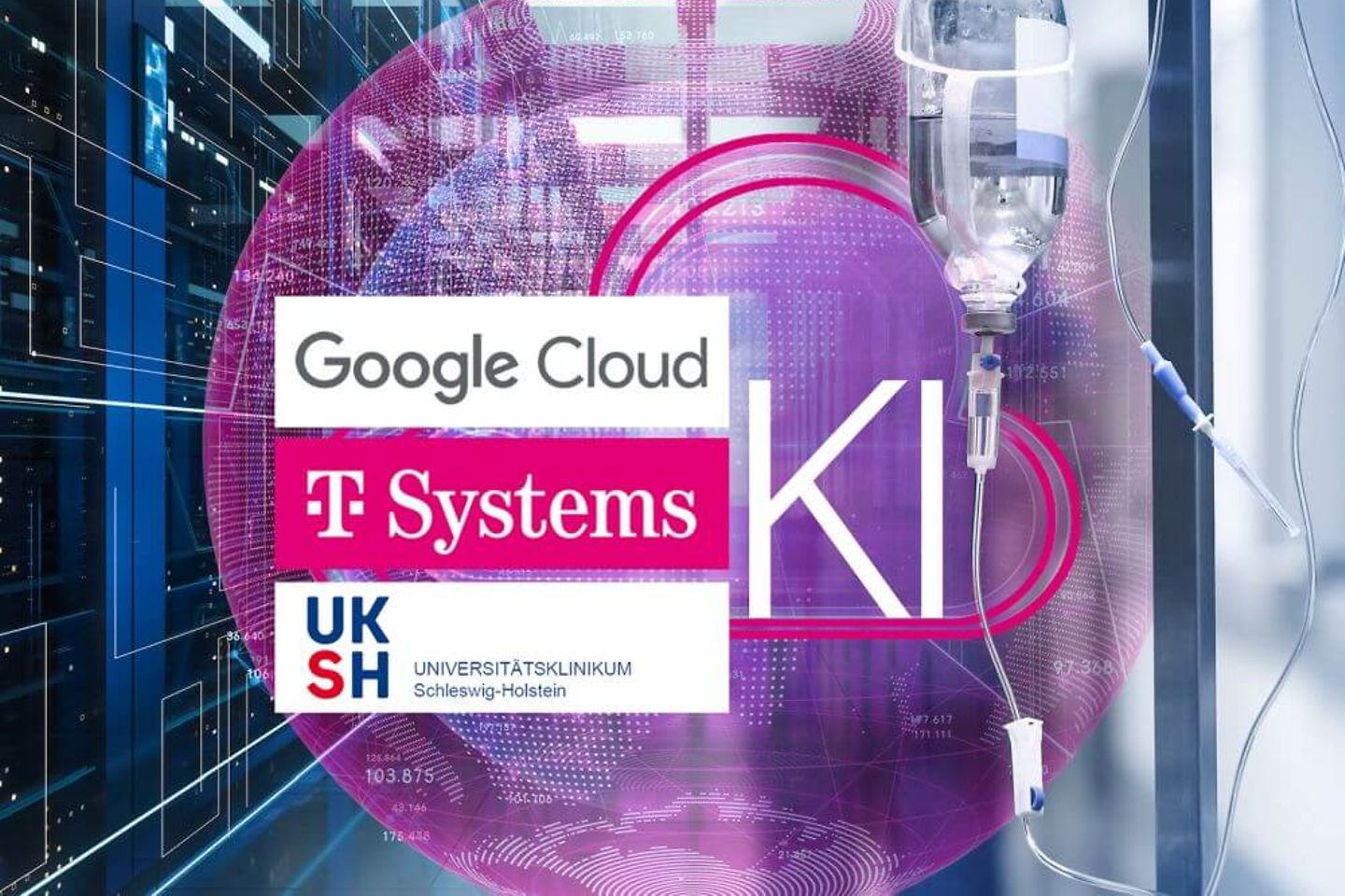 Cloud solution in hospital, server room in hospital, AI, Google Cloud, T-Systems, UKSH