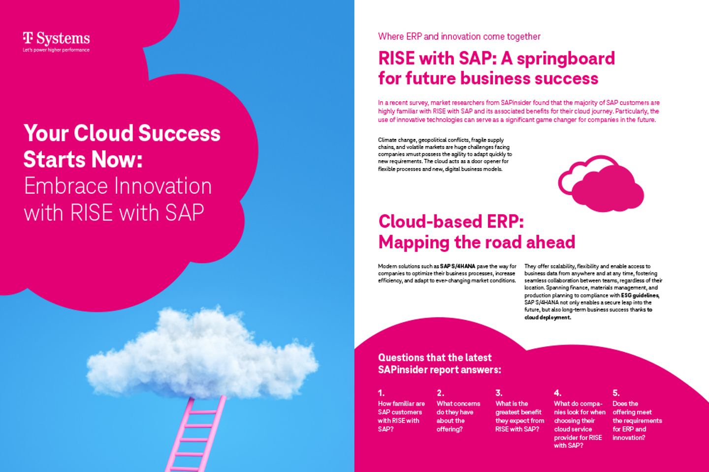 Cover and the next page as a screenshot showing the E-paper: RISE with SAP