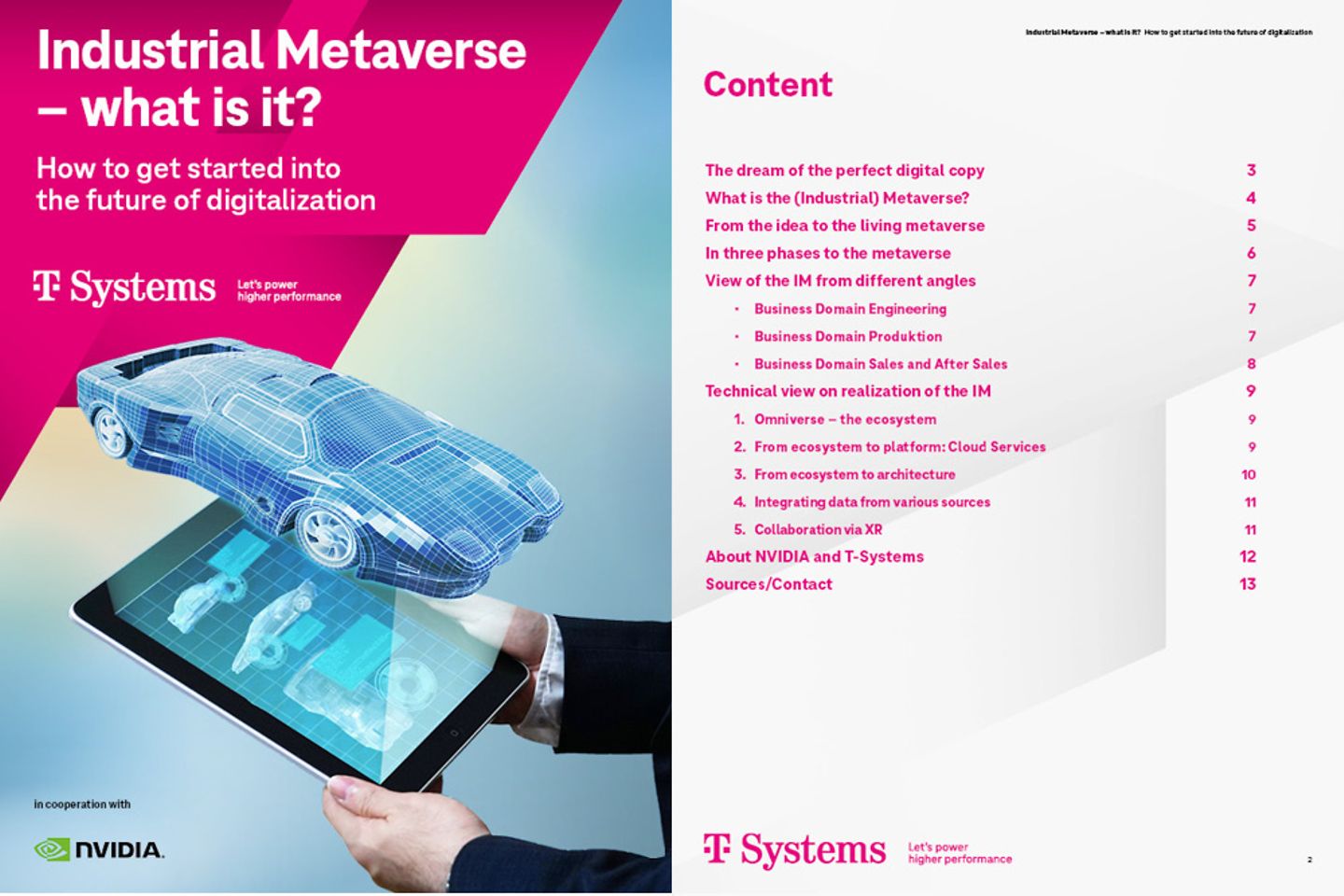 Title page and three following pages of the white paper as a screenshot: industrial metaverse – from hype to use