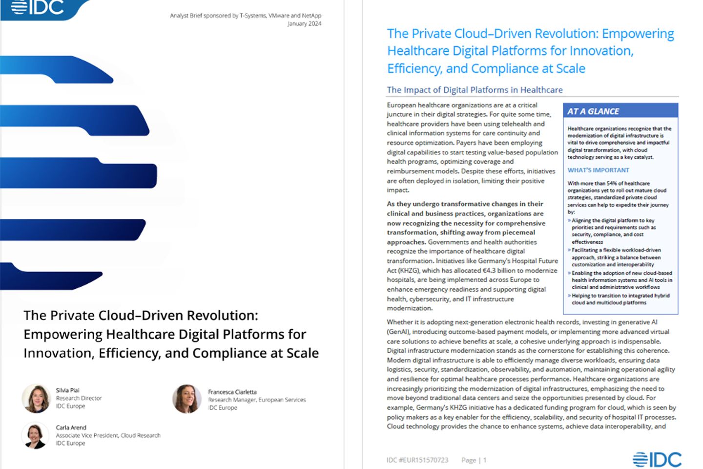 Cover and the next page as a screenshot showing the IDC Report: The Private Cloud-Driven Revolution