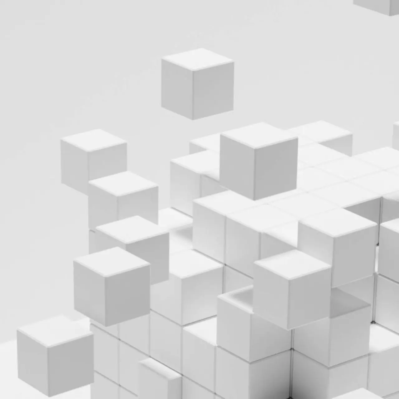 floating white cubes