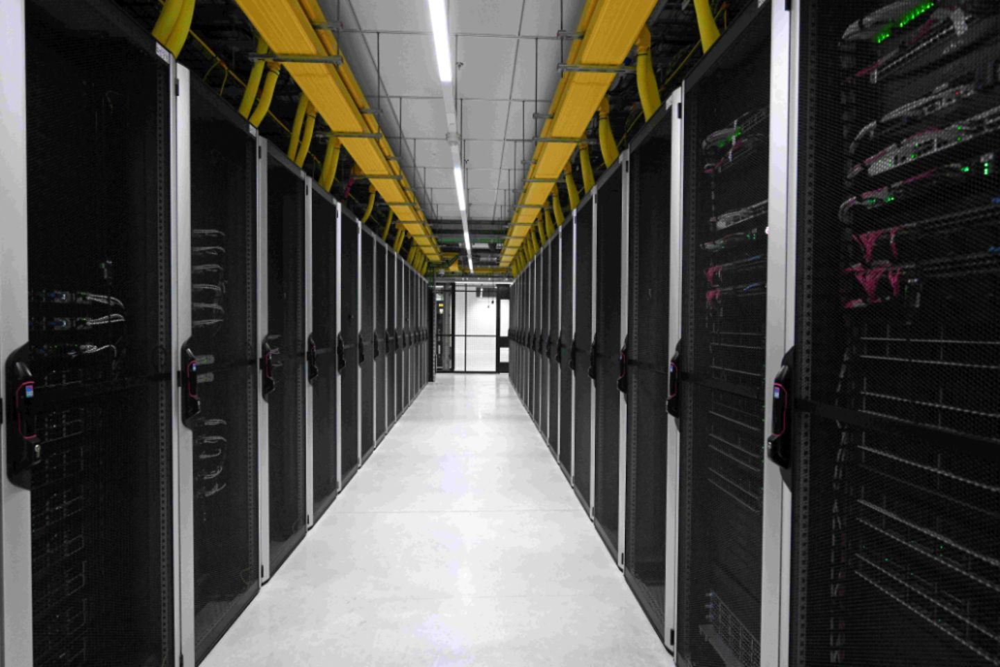 Interior image of a data center server room