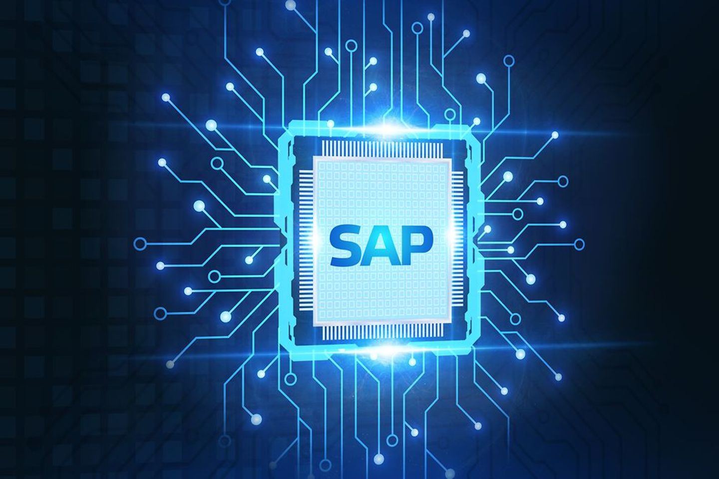 Concepto de automatización del software del sistema SAP en un centro de datos con pantalla virtual.