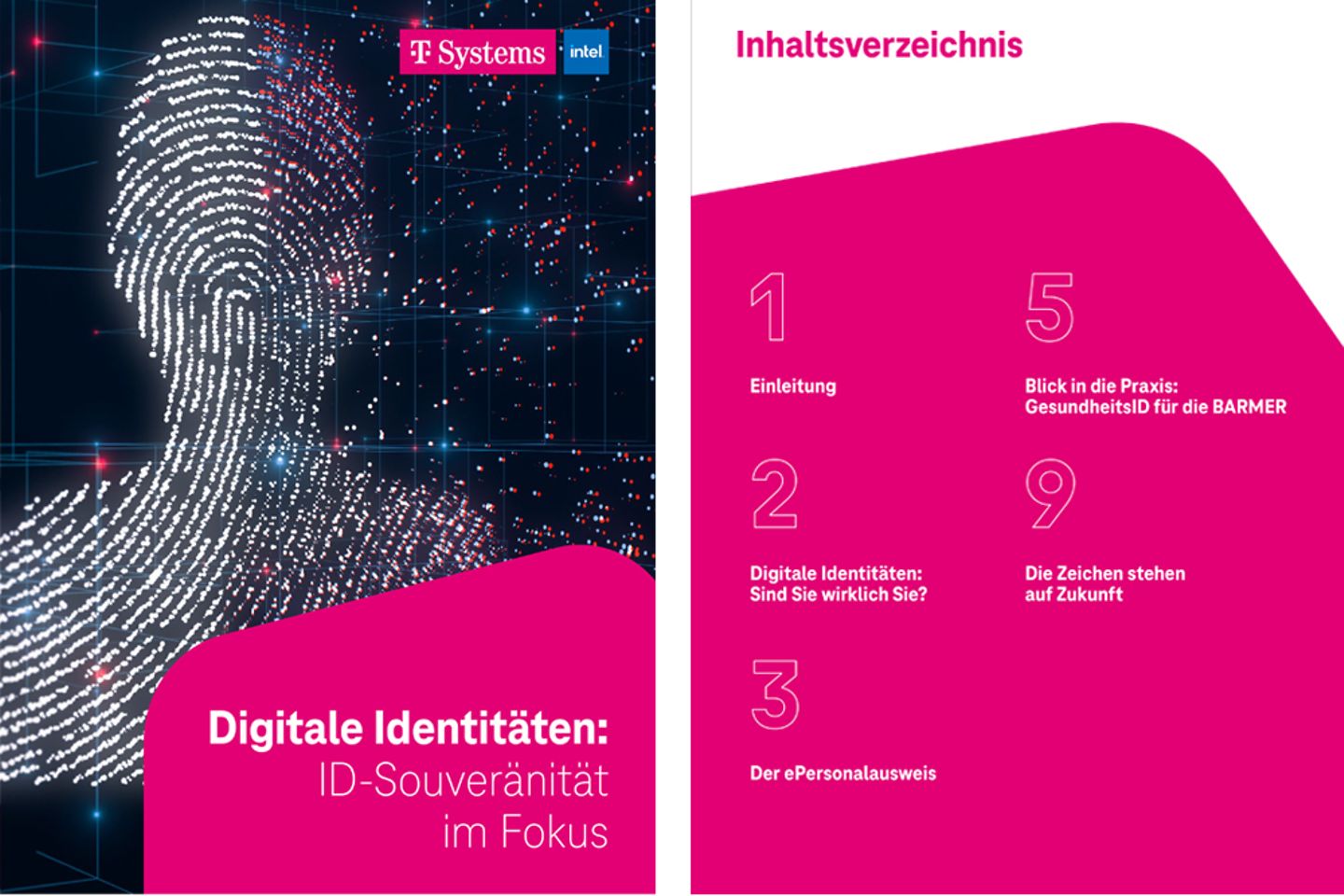 Titelseite und drei Folgeseiten des Whitepapers "Digitale Identitäten: ID-Souveränität im Fokus" als Screenshot