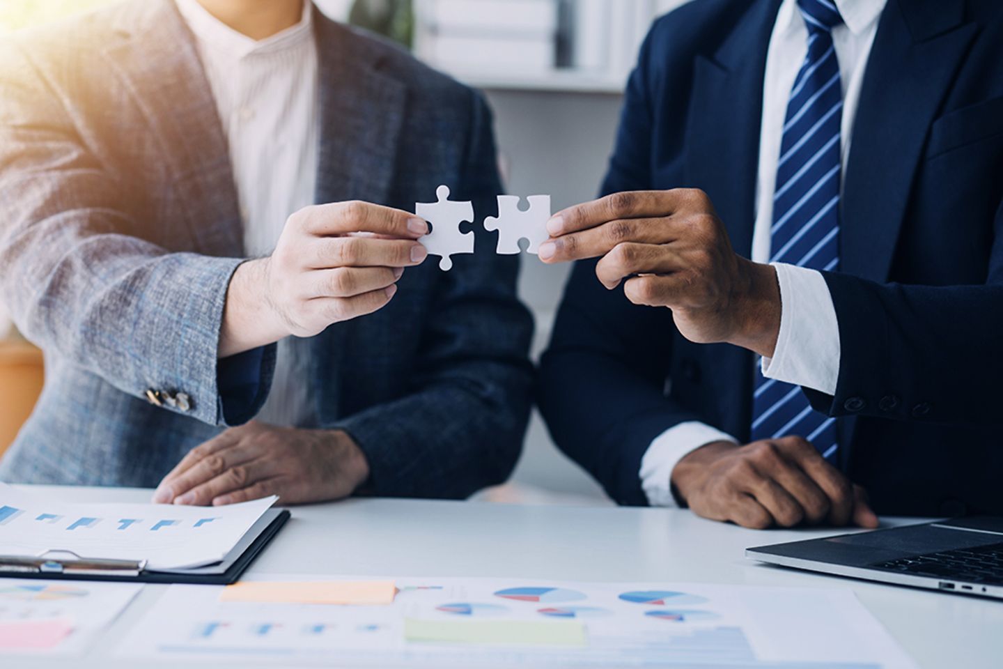 Close-up view of business partnership handshake