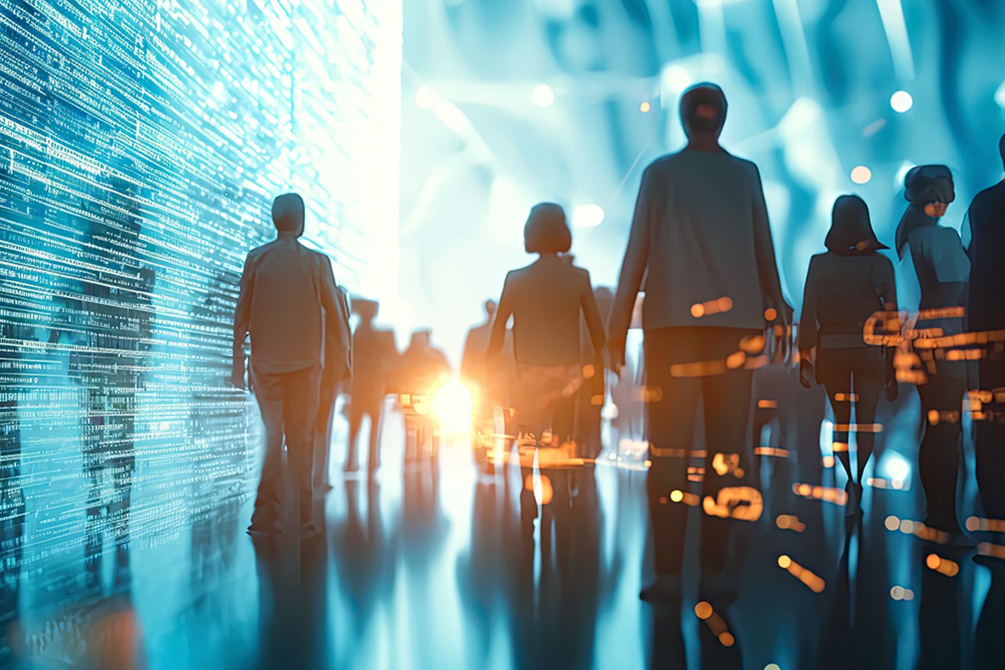 Silhouettes de différentes personnes et analyse de données
