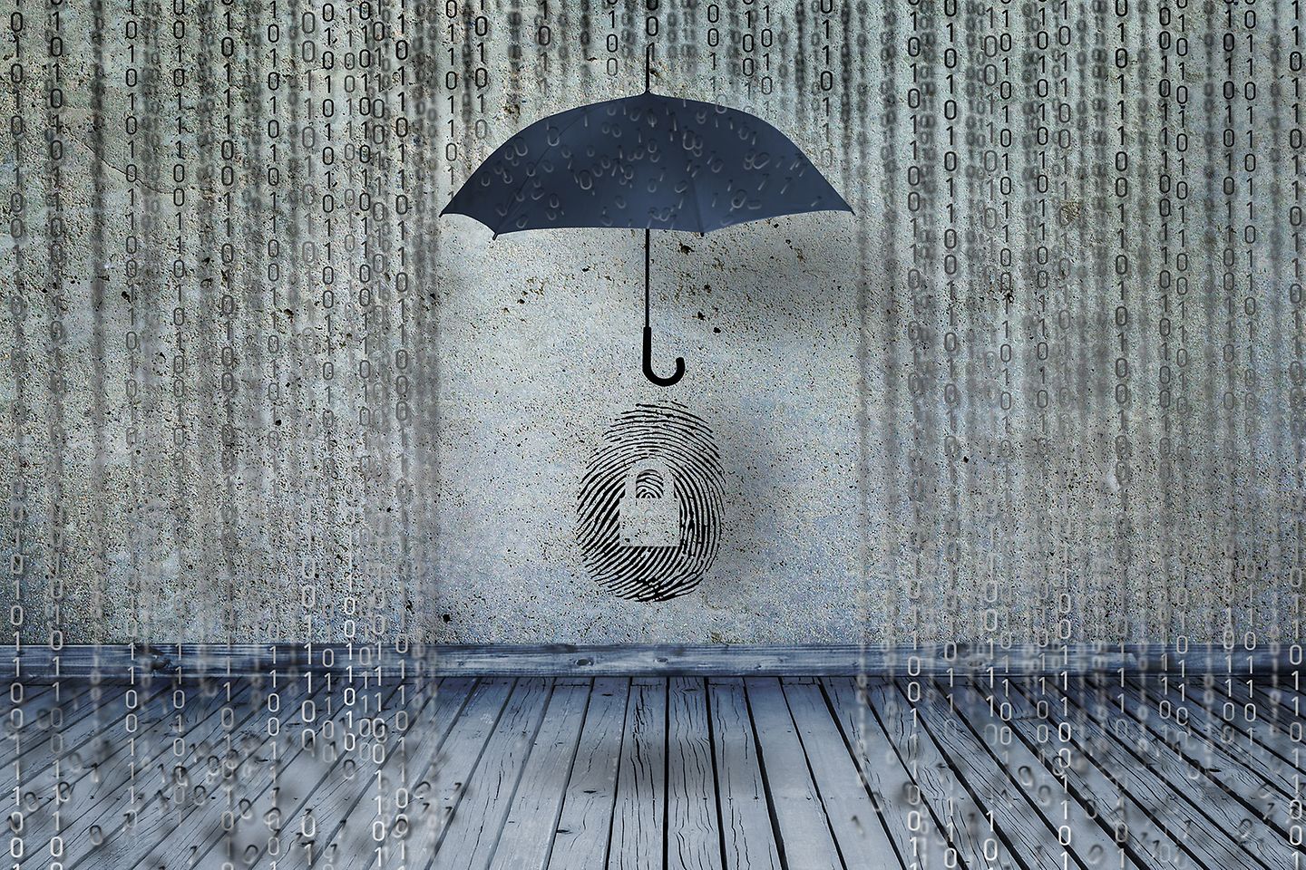 Regenschirm schützt Finderabdruck vor Datenregen