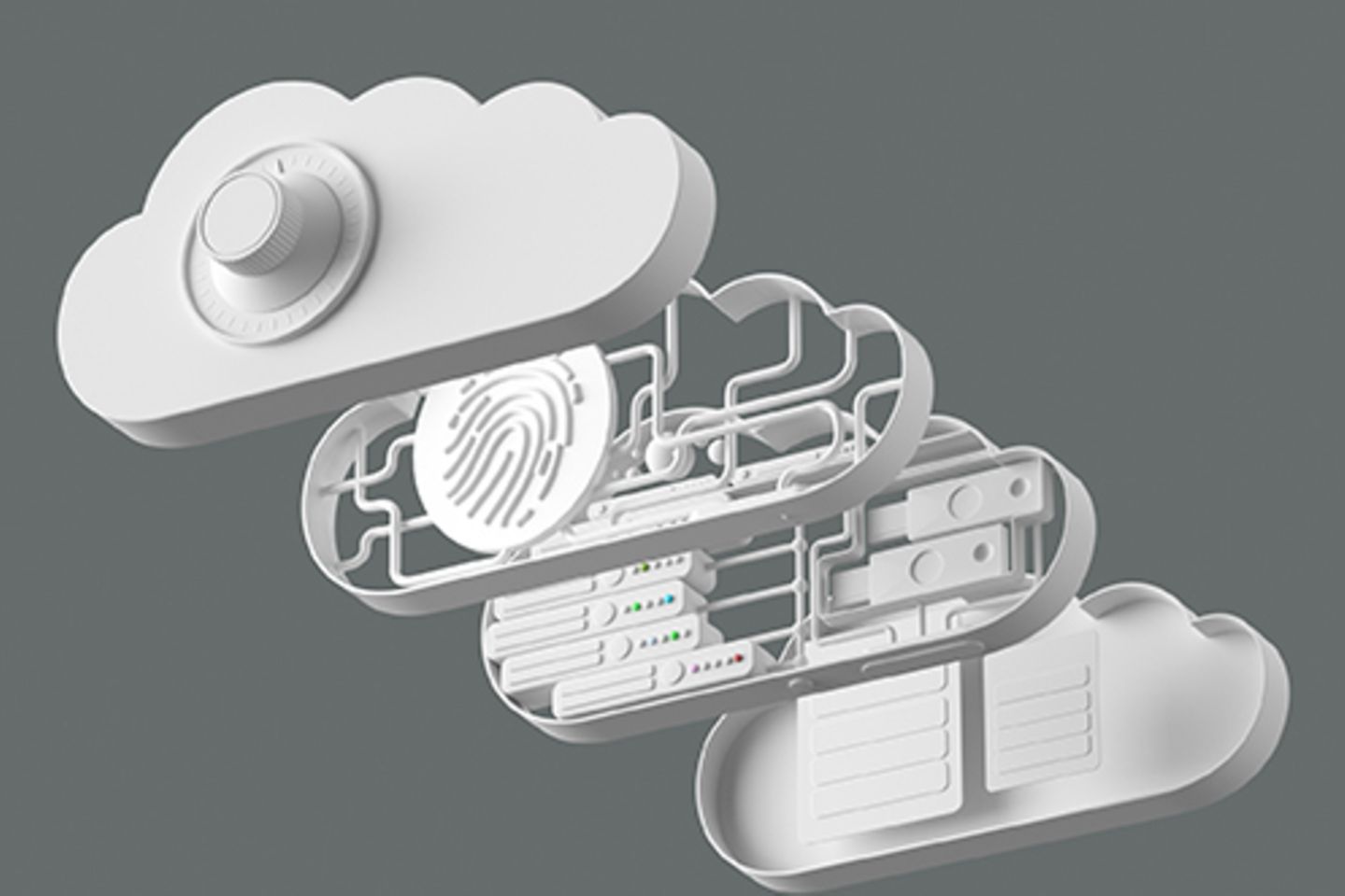 Installation of a cloud of white plastic