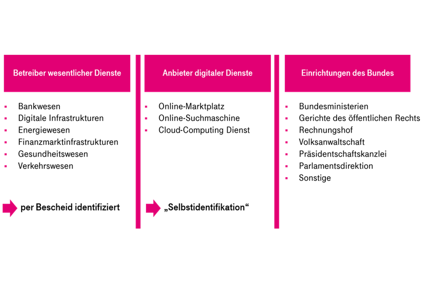 Tabelle mit Beschreibung der Betroffenden vom NISG