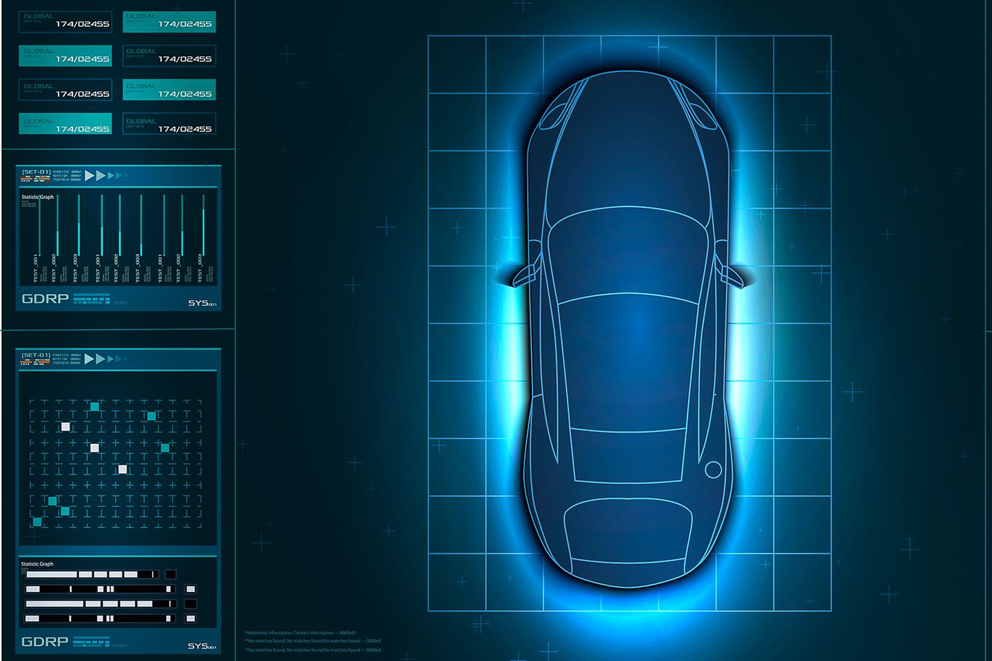 Computergrafik eines Autos von oben